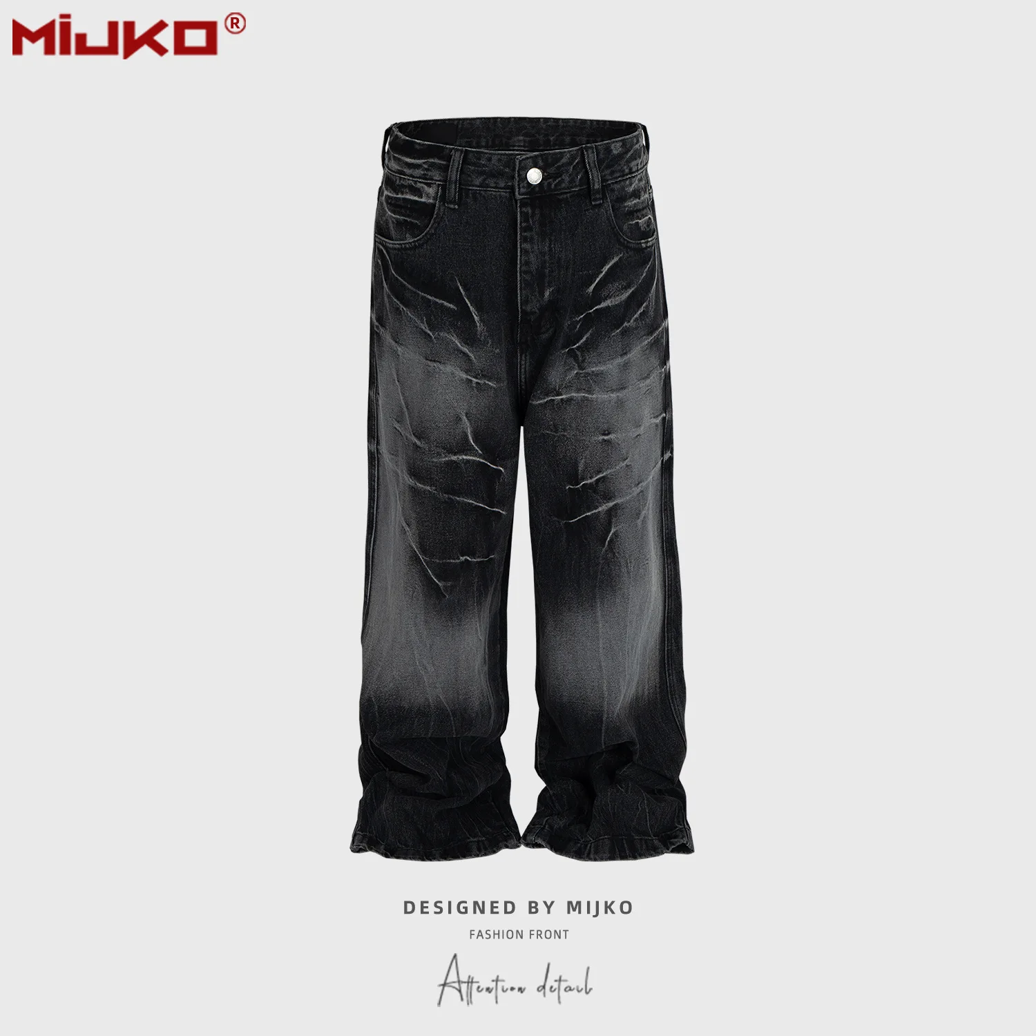

MIJKO Black Blue Wide Leg Baggy Jeans Lightning Graphic Loose Denim Pants Men's Streetwear Harajuku Hip Hop Jeans Trousers