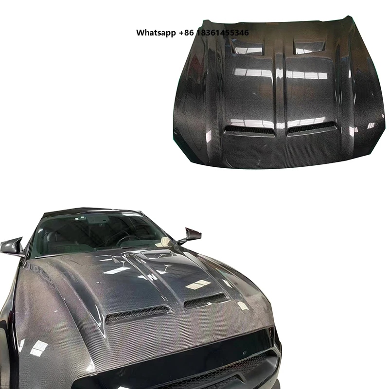 

For 2018-2023 Fiber Front Bonnet Auto Body Systems Engine Hoods Super Snake Carbon Hood