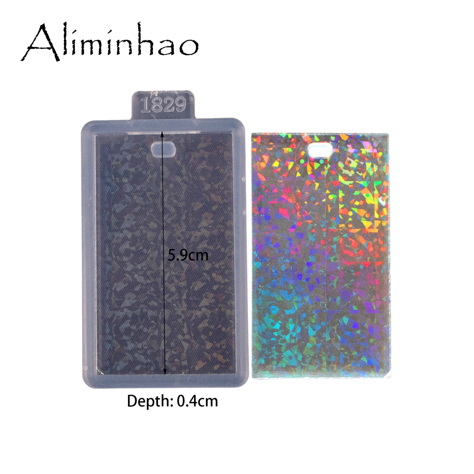 DY0575 Shiny Hologram Rectangle Keychain Mould Silicone Epoxy Resin Mold Necklace Jewellery DIY Making Pendant Casting - Image 3