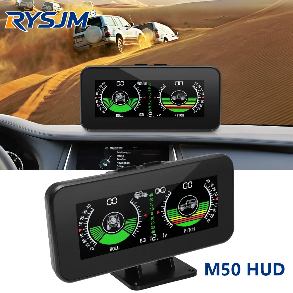 Universal M50 Off Road GPS Smart Car Inclinometer Digital Display Tilt Pitch Angle Level Gauge HUD Intelligent Auto Slope Meter
