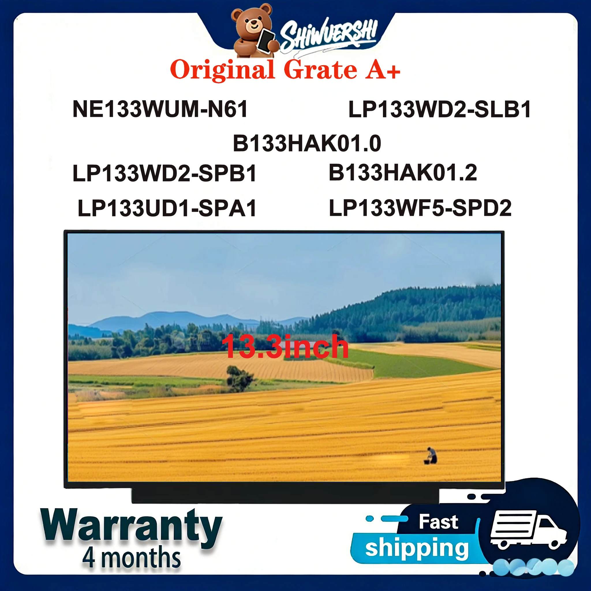

Original New A+13.3" Laptop Lcd Screen NE133WUM N61 LP133WD2 SLB1 SPB1 B133HAK01.0 B133HAK01.2 LP133UD1 SPA1 LP133WF5 SPD2