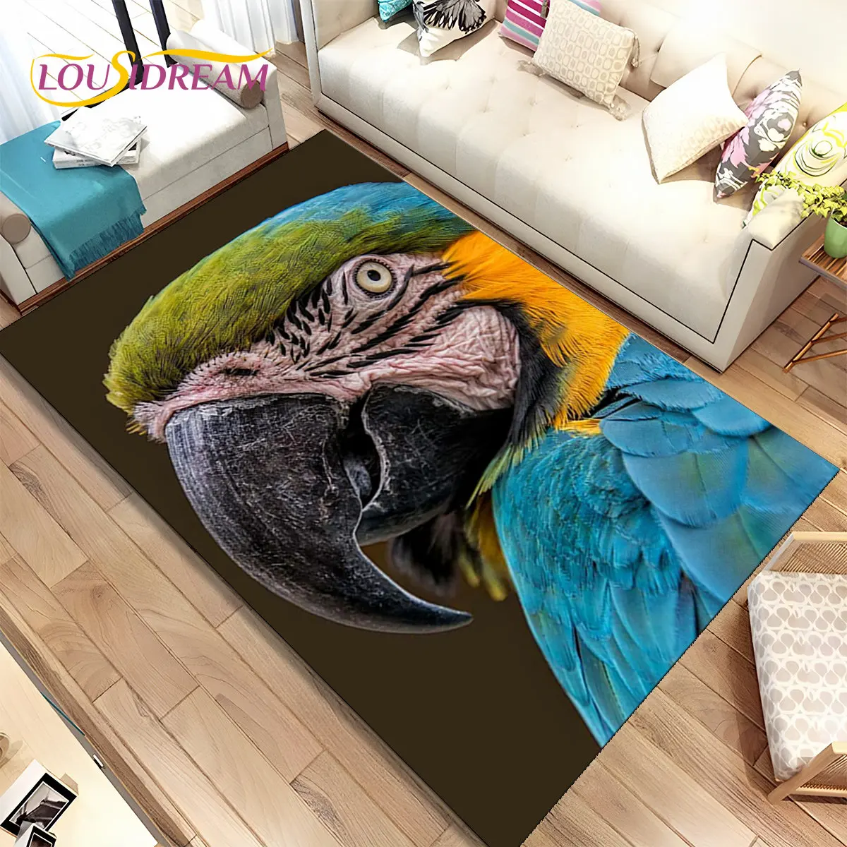 다채로운 앵무새 앵무새 새 지역 러그, 홈 거실 침실 소파 현관 매트 주방 장식, 미끄럼 방지 바닥 매트