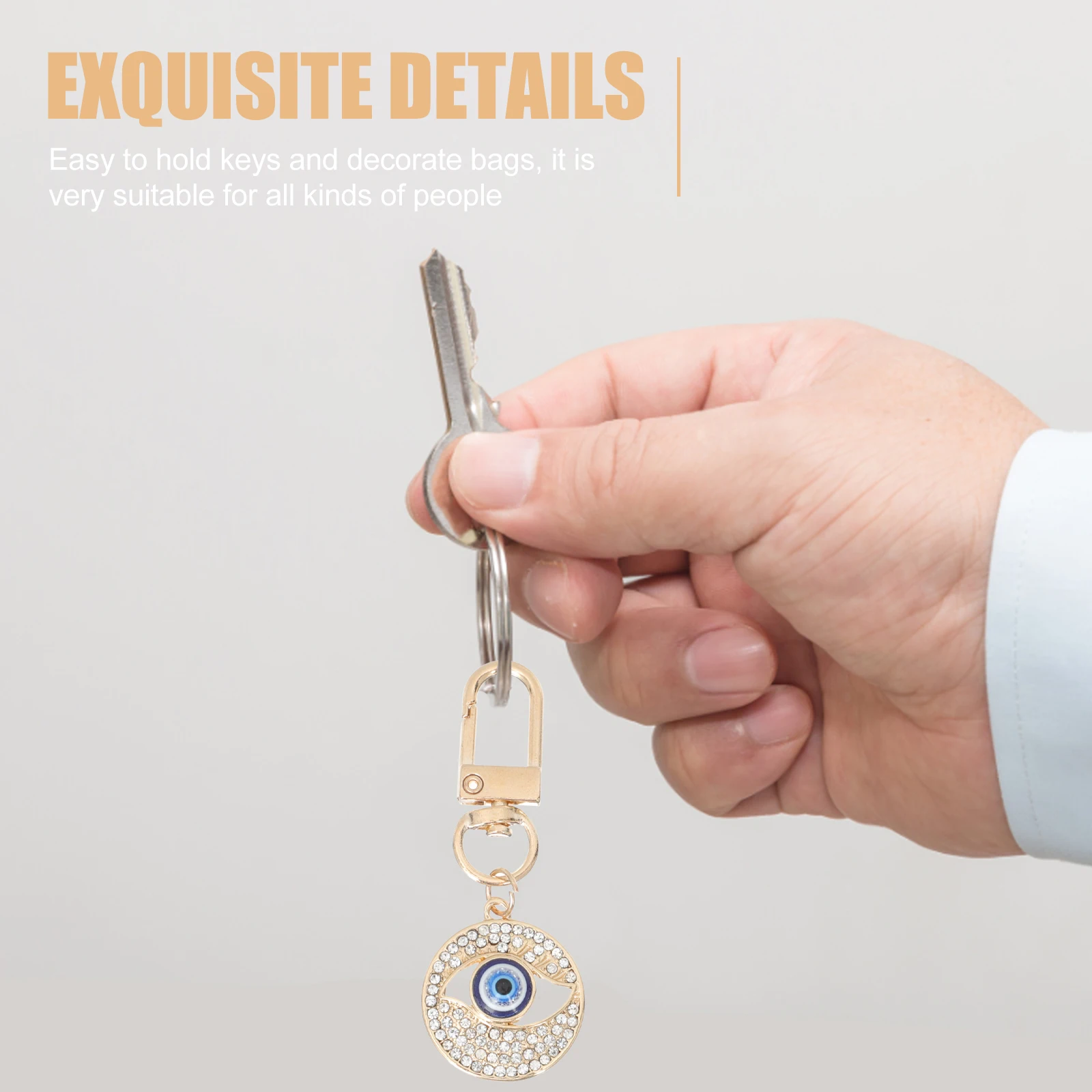 

2Pcs Evil Eye Key Rings Zinc Alloy Keychains Stylish Lightweight Perfect Companion Keys Bags Evil Eye Keychain