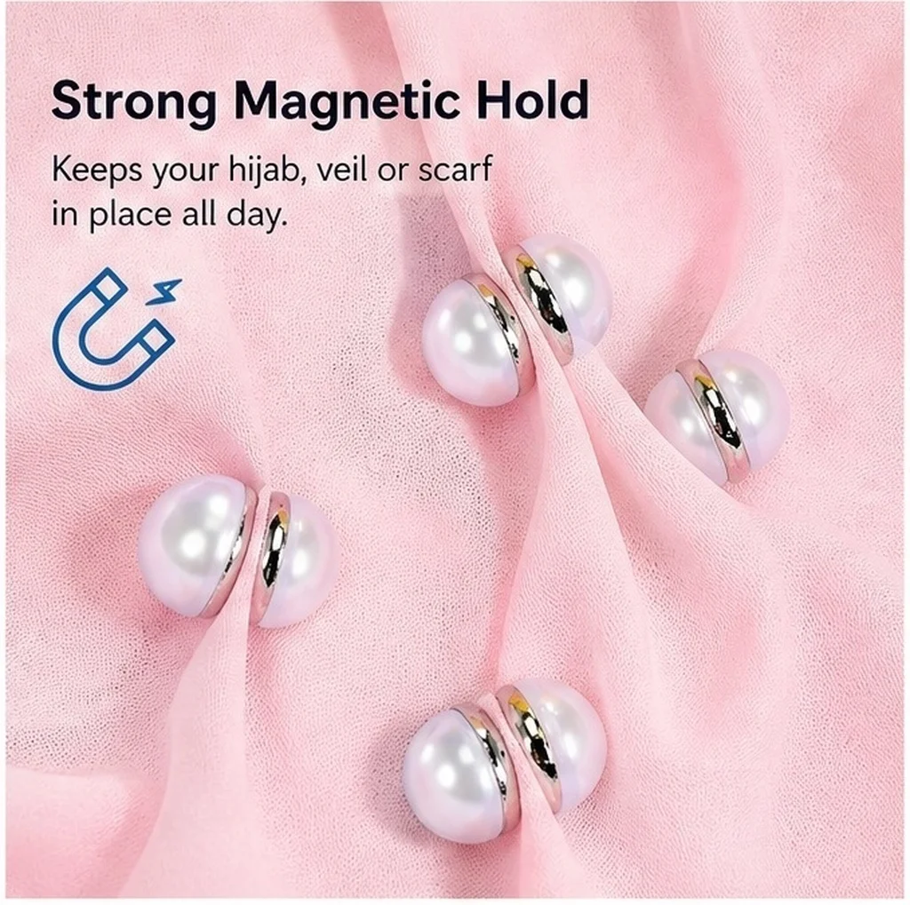 10Pairs Pearl Magnetic Veil Weights Elegant Wedding Dress Weights Magnetic Hijab Pins Snap Closures for Veils Scarves Clothes