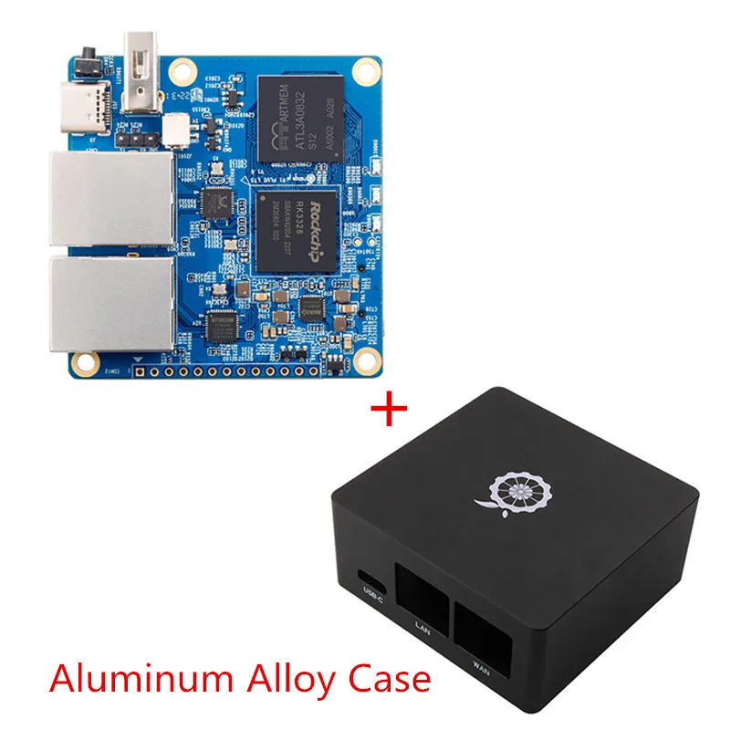 Orange Pi R1 Plus LTS Rockchip RK3328 1GB Dual Gigabit Ethernet Gateways OpenWrt LEDE Development Board Metal Shell Soft Routing