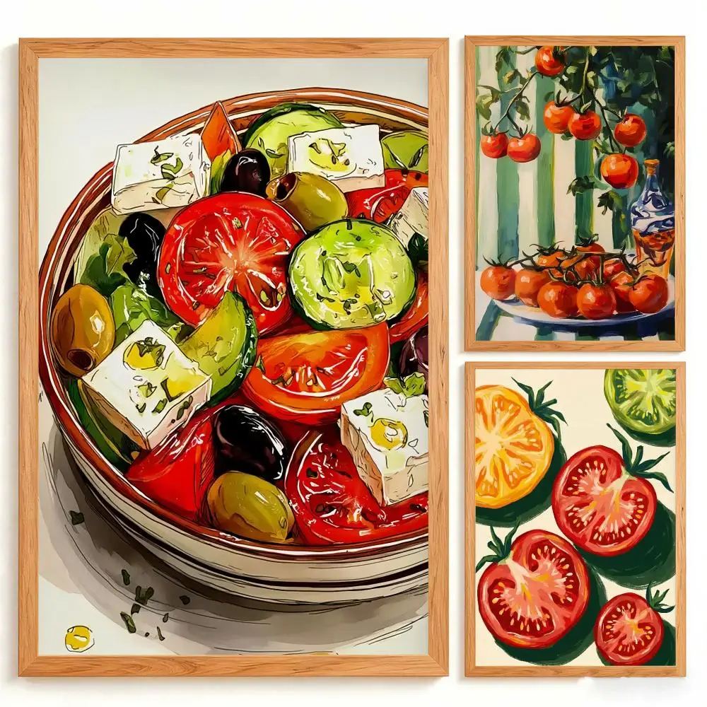 Tomato Harvest HD Wall Art Poster Sun Kissed Red Tomatoes Impressionist Summer Garden Kitchen Dining Room Home Decor Gift