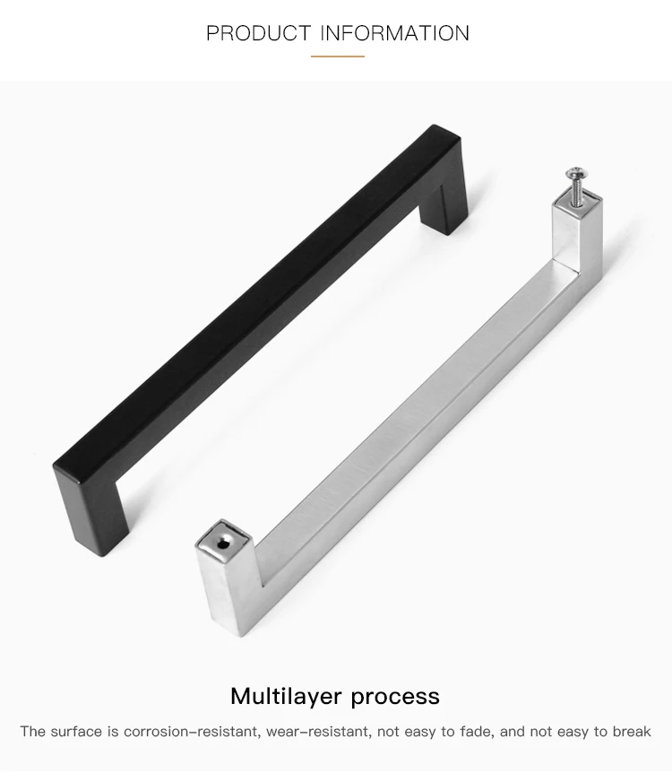 10pcs Modern Minimalist Stainless Steel Furniture Handles With Screws Square T Bar Cabinet Pulls Kitchen Bedroom Drawer Handles
