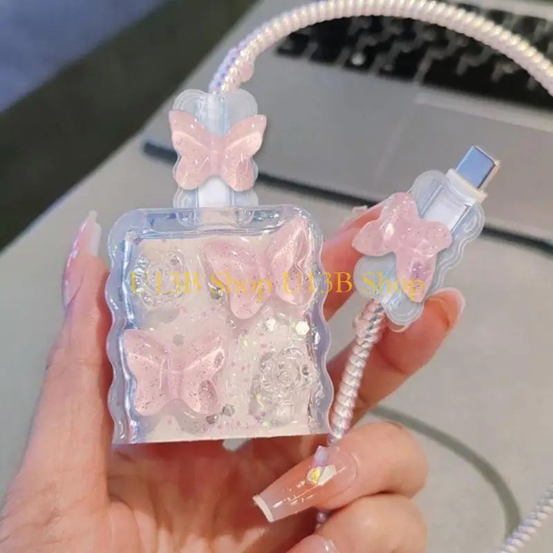 U13B Full Protections Charging Adapter Case For 20W Adapter And Cord Fashionable Butterfly Pattern TPU Shell