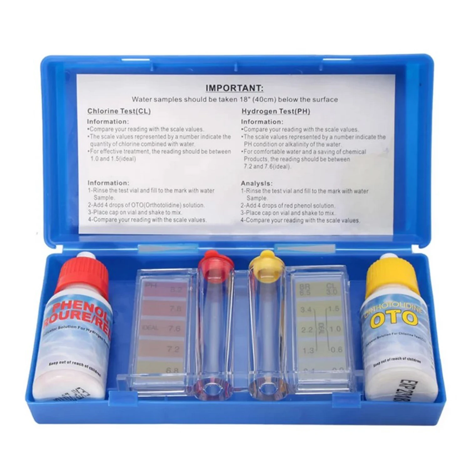 Swimming Pool Water Test Kit Water Quality Test Kit PH Reagent Swimming Pool Tester with Test Bottle Set for Spas