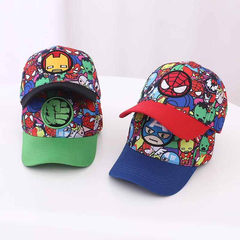 2024 Autumn New Kids Children's Baseball Caps for Baby Boys Spring Summer Sun Hats Cartoon SPIDERMAN The Hulk Toddler Peaked Cap