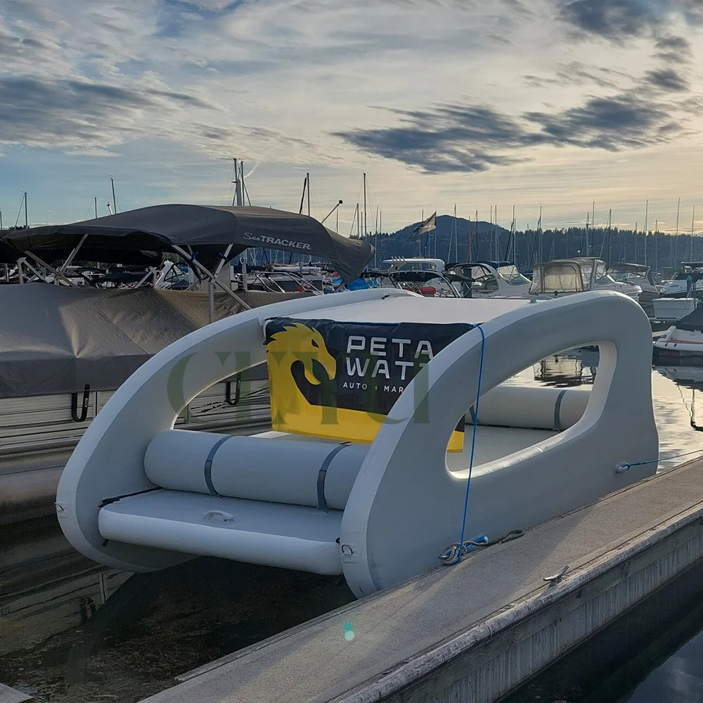 Giant Solar Charging Airtight Inflatable Villa Drop Stitch Water Party Boat House Yacht Catamaran with Motor