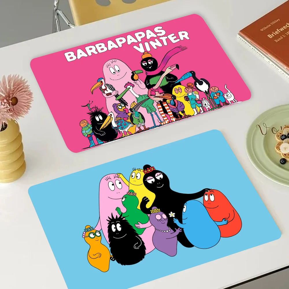 

Les Barbapapa Family Kitchen Tableware Dish Drying Mats Desk Drain Pad Heat Resistant Counter Top Mat Non-slip Draining Placemat