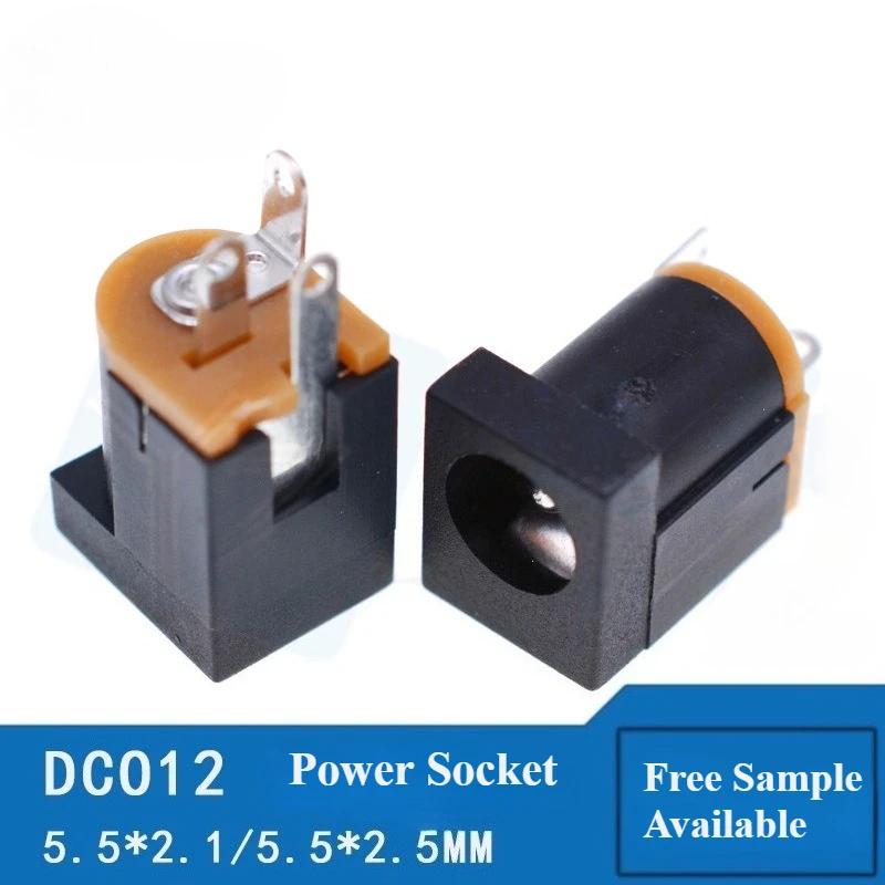Розетка постоянного тока DC012 5,5*2,1/2,5 мм, 180-градусный прямой контакт, вертикальный интерфейс питания постоянного тока