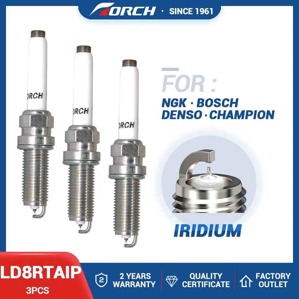 

3PCS Iridium Spark Plug TORCH LD8RTAIP/OE211 19378891 24113395 10712455 Compatible with Chevrolet Onix 2019-2023 1.0T/92Kw LIV