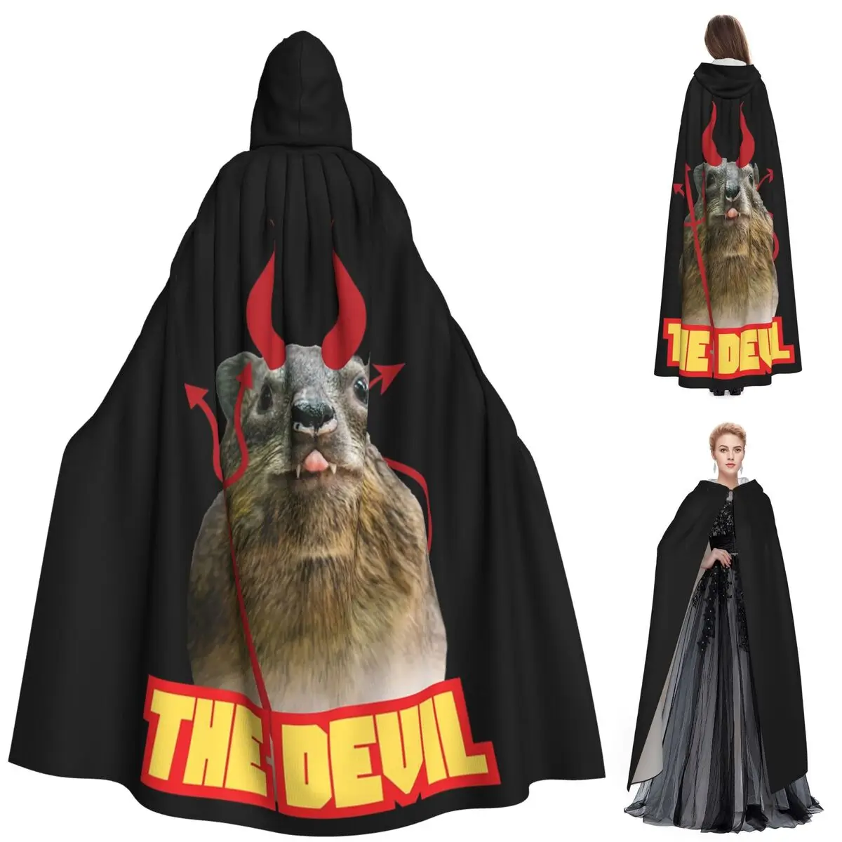 

Rock Hyrax Devil Long Hooded Cloak Witch Medieval Costume Cosplay Cape HalloweenCoat Adult Unisex