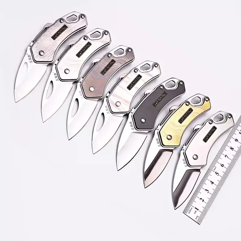 

SSanrenmu 4077 Pocket EDC Survival Tools Mini Folding Knife with Bottle Opener Wrench for Camping Hiking and Travel