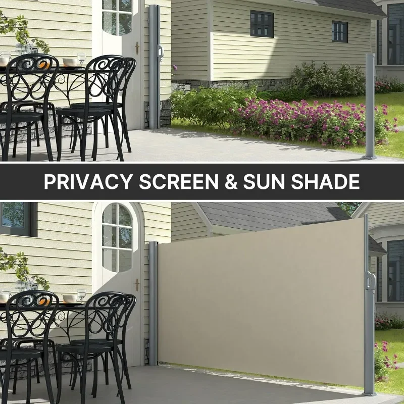 حار بيع. ميزات فريدة من نوعها مقاس 138 × 71 بوصة، مظلة جانبية قابلة للسحب من الألومنيوم، مقسم خصوصية قابل للطي في الهواء الطلق