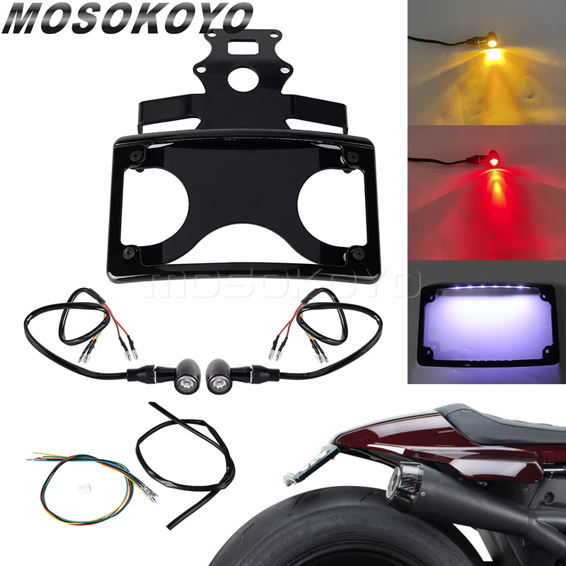 

Motorcycle Fender Eliminator License Plate Frame W/ Integrated Brake Light Turn Signals Flasher For Sportster S RH1250S 21-2024