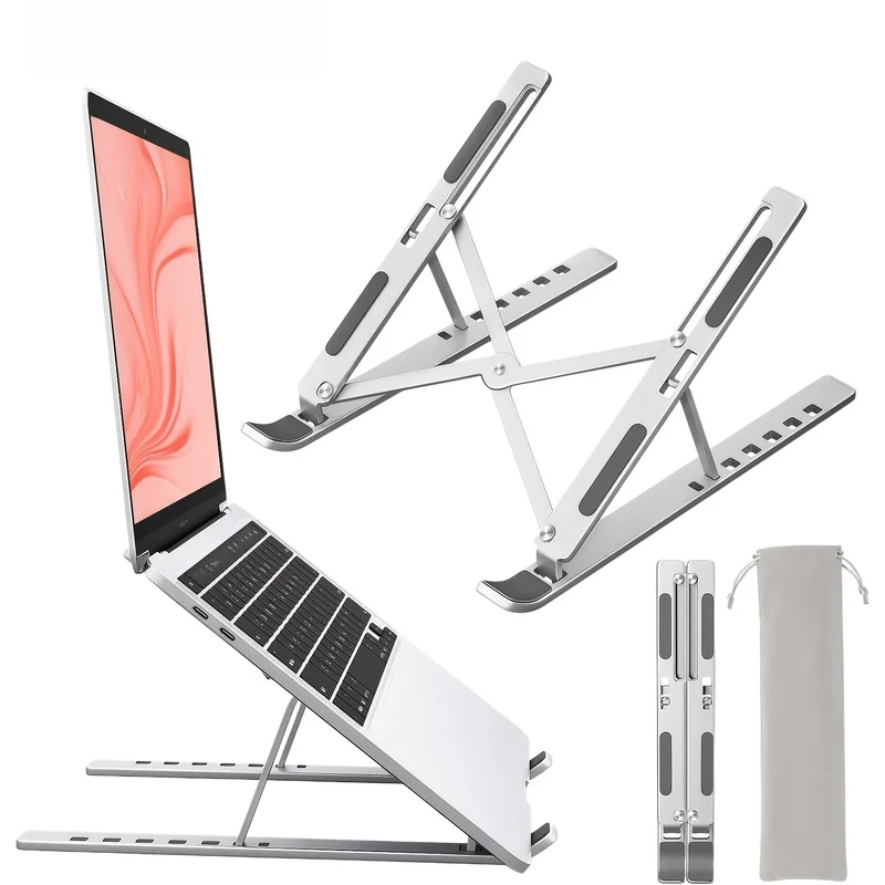 Aluminum Laptop Stand Adjustable Desktop Riser With Silicone Anti-slip Pads Foldable Laptops Holder For Macbook Notebook Ipad