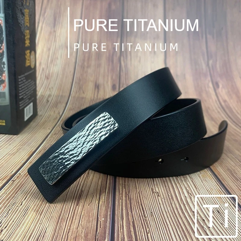 

35mm Pure Titanium Headless Double Pin Buckle Men's Belt Unique Niche Rustproof Anti-allergy Durable Cowhide Leather Belt Buckle