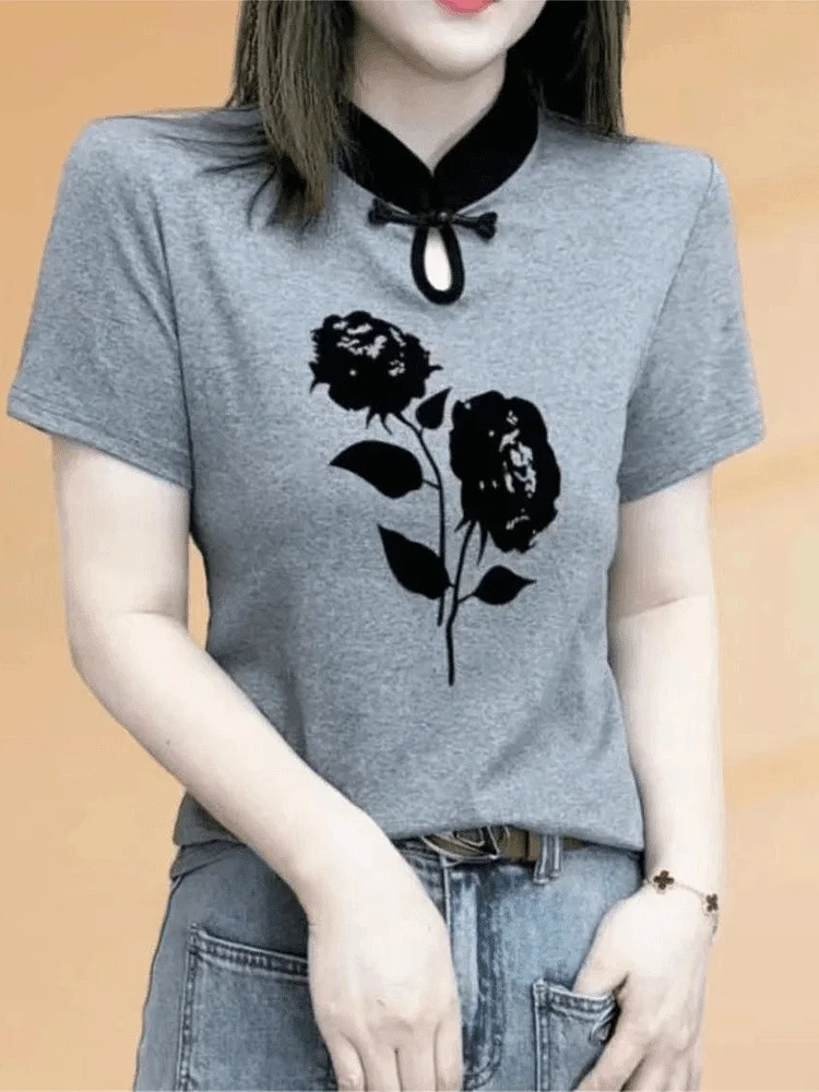 Faionable ort Sve T-irt Women's Slim Fit Basic irt Chinese Sle Summer New Arrival Top for Young Women 8-35