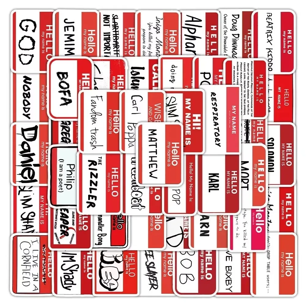 50 قطعة من ملصقات بطاقات الأسماء والحروف الإنجليزية المخصصة للزينة المقاومة للماء وثلاجة زجاجة مياه للأمتعة بنفسك