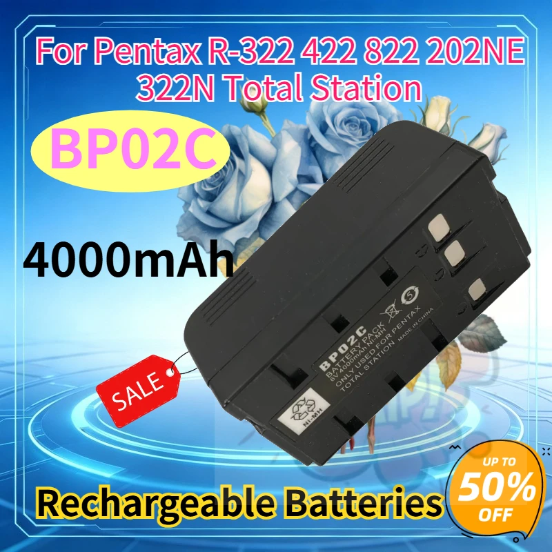 Новые аккумуляторы BP02C 4000 мАч для тахеометров Pentax R-322, 422, 822, 202NE, 322N, геодезических приборов и портативных GPS-навигаторов, 6В Ni-MH