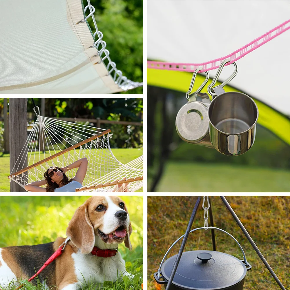 1/2/5Pcs 304/316 Stainless Steel Carabiner Spring Snap Hook Outdoor Camping Lock Pet Rope Snap M4 M5 M6 M7 M8 M9 M10 M11 M12 M14