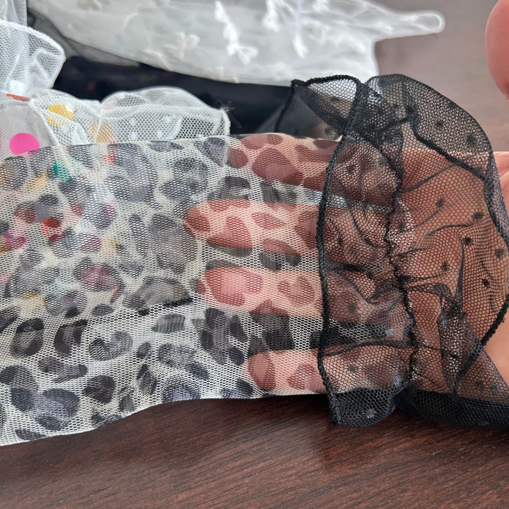 Lolita Summer Polka Dot Mesh Sunscreen Arm Sleeves Soft Sheer Breathable Women's Long Fingerless Gloves Sexy Y2K Accessories image 4