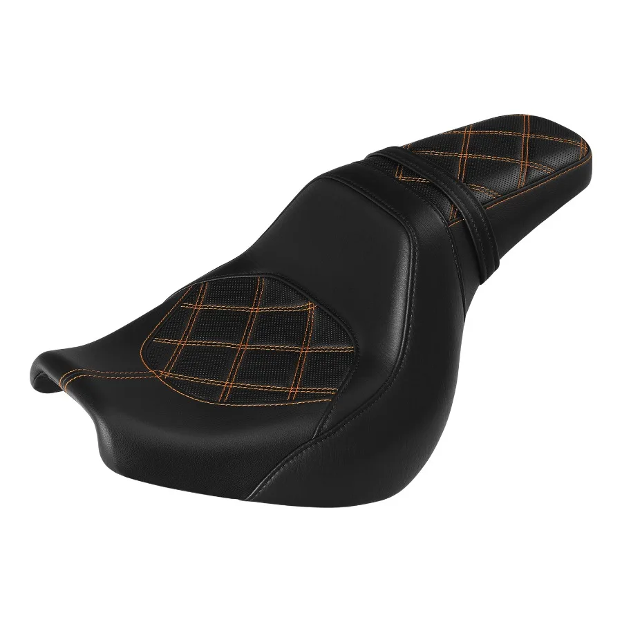

Driver andamp; Passenger Seat Fit For Harley Fat Bob FXFBS 2018-2024 Black+Orange