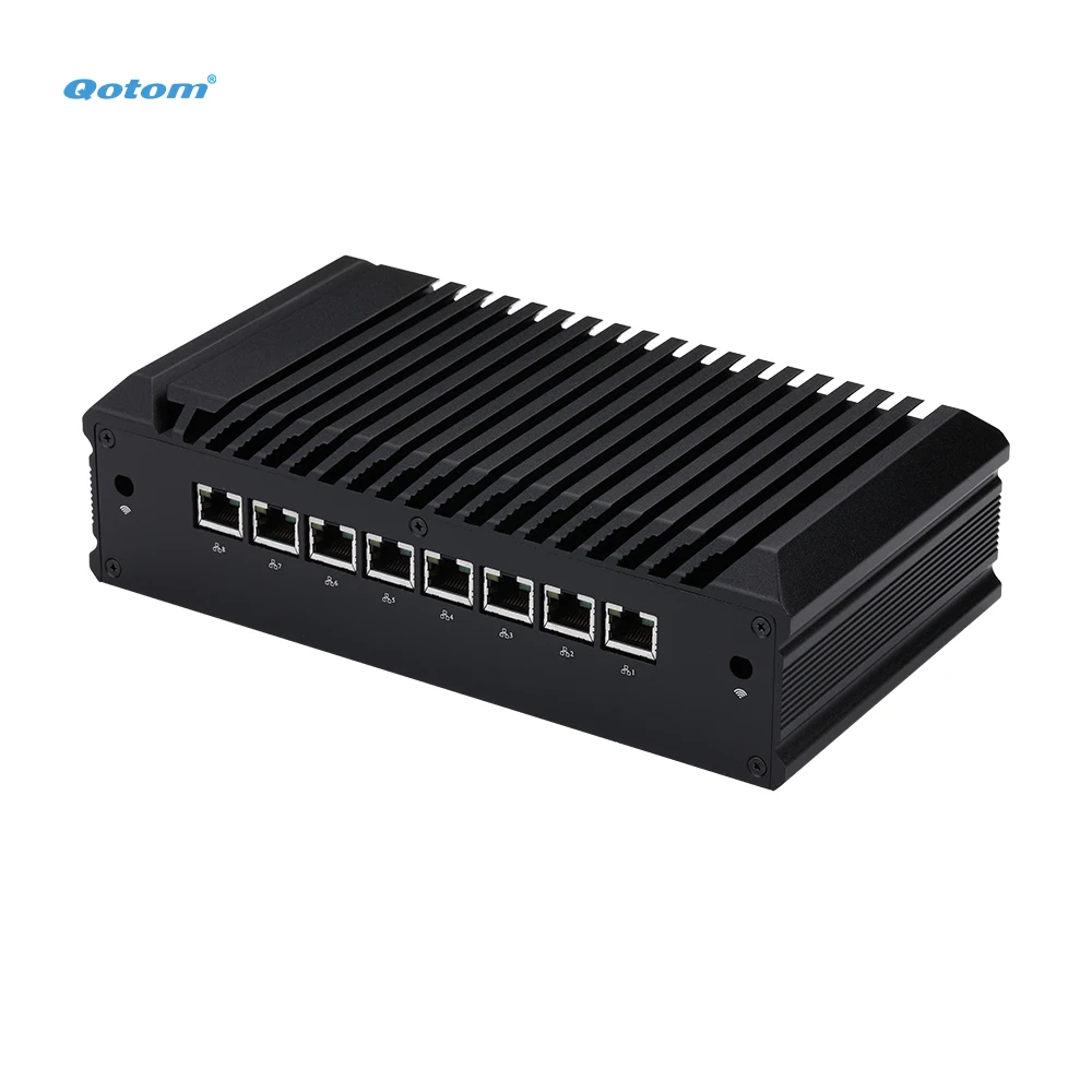 Qotom Mini PC Q838GE Core i3-8130U Dual Core 2.0 GHz 8x Intel i210 LAN para DIY Soft Router Gateways Firewall