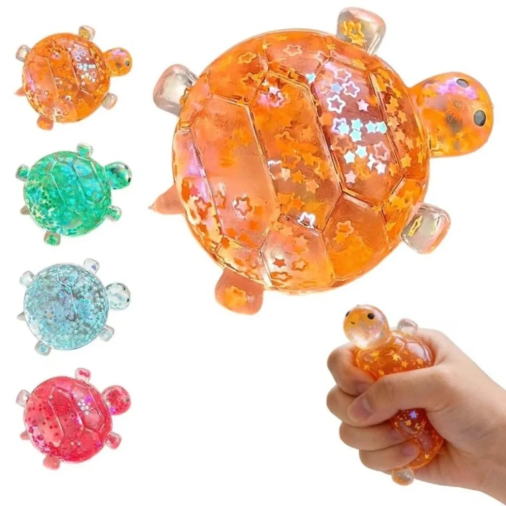 Small Animal Turtle Fidget Sticky Texture Cute Glitter Turtle Squeeze Slow Rising Turtle Squishy Office Ornaments