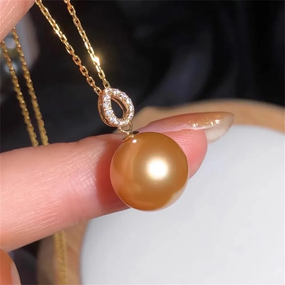 

DIY Pearl Accessories G18K Gold Pendant Empty Support Fashion Pearl Necklace Pendant Female Fit 9-12mm Round Beads G088