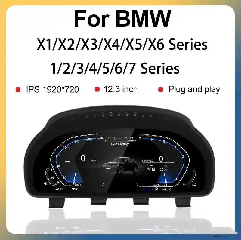 TPXINXIN New Full LCD Digital Dashboard For BMW 1/2/3/4/5/6/7 Seires X1/X2/X3/X4/X5/X6 Series Cluster Digital Speedometer