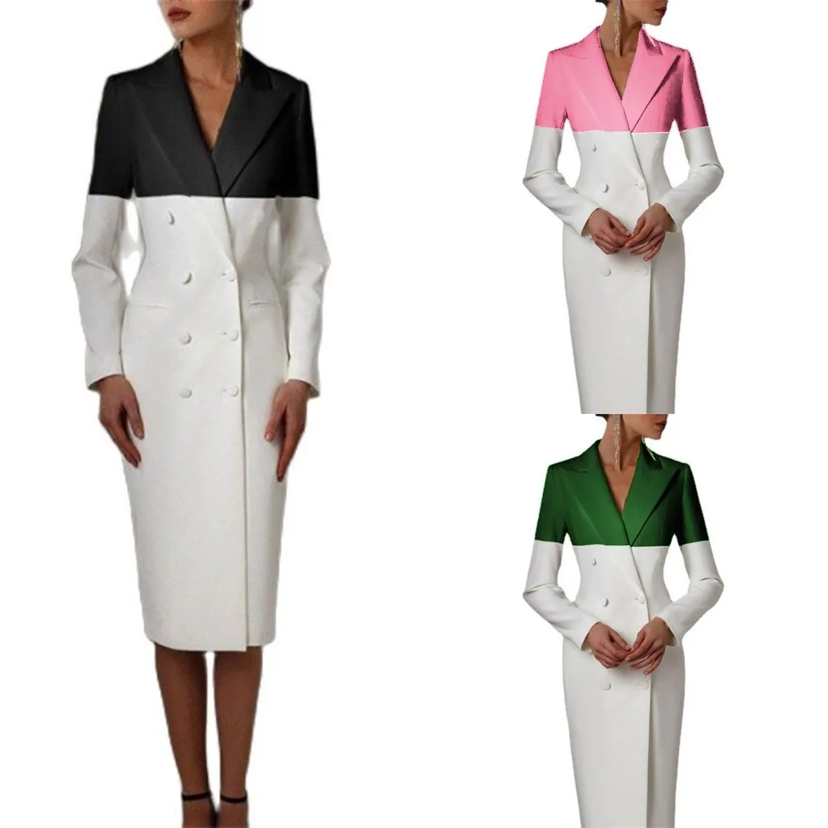 Blazer long imbibé de documents d'épissage pour femmes, robe de Rhformelle, robe de soirée de bureau à double boutonnage, veste sur mesure, longueur de rinçage