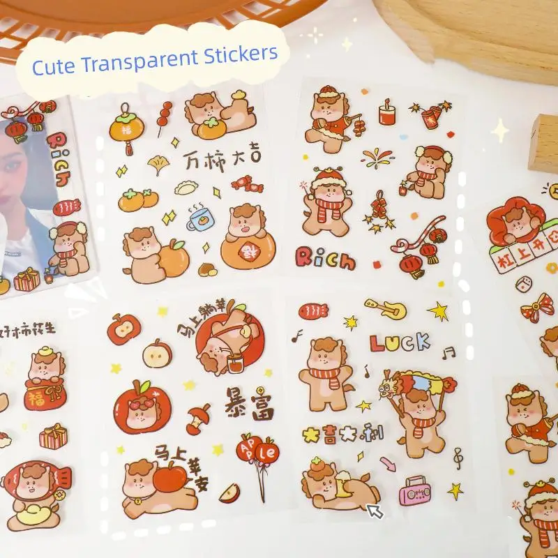 20Pcs Cartoon Pony Stickers Horse Year PET Waterproof Sticker DIY Phone Case Luggage Guitar Aesthetic Decoration Sticker