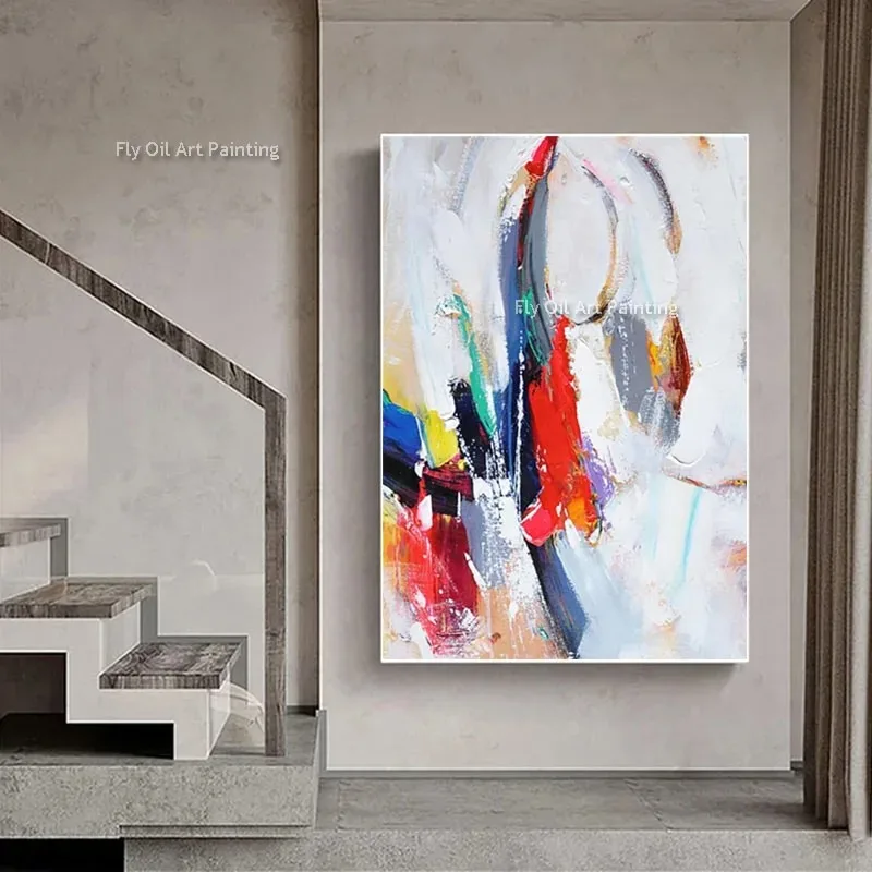 Abstract Oil Painting on Canvas Handmade Modern Bright Color Abstract Painting Colorful Landscape Picture Home Wall Hotel Decor