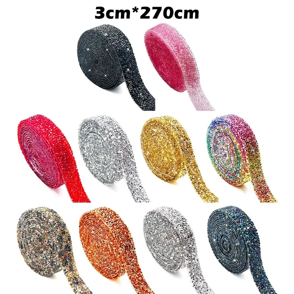 3 سنتيمتر عرض الراتنج حجر الراين قطاع 3 ياردة طول الحرارة ذوبان الغراء ذاتية اللصق الماس ملصق الحديد على ذاتية اللصق #6