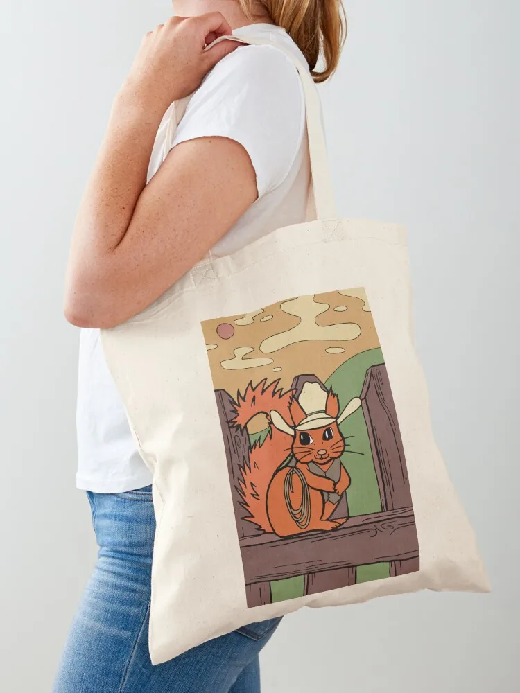 

Yeehaw Cowboy Red Squirrel is Cute and Happy Tote Bag hand bags reusable shopping bag Custom bag cute pouch