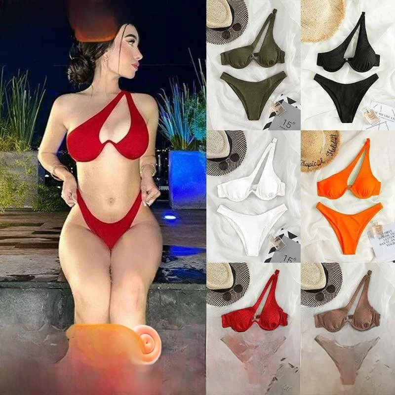 

Pure Color One oulder Open Ba Split Swimsuit Women's Bikini Casual Sportswear Separate Design Summer 2024 China Made