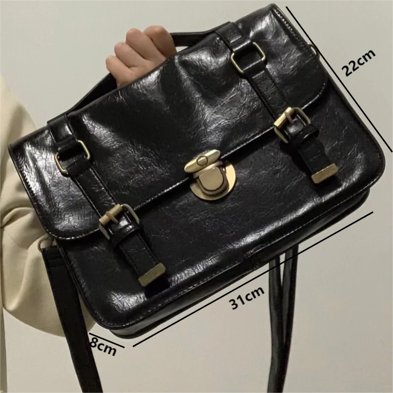 Vintage Female Leather Messenger Bag Women Large Capacity Shoulder Crossbody Bags Student School Bags Fashion Commuter Backpacks