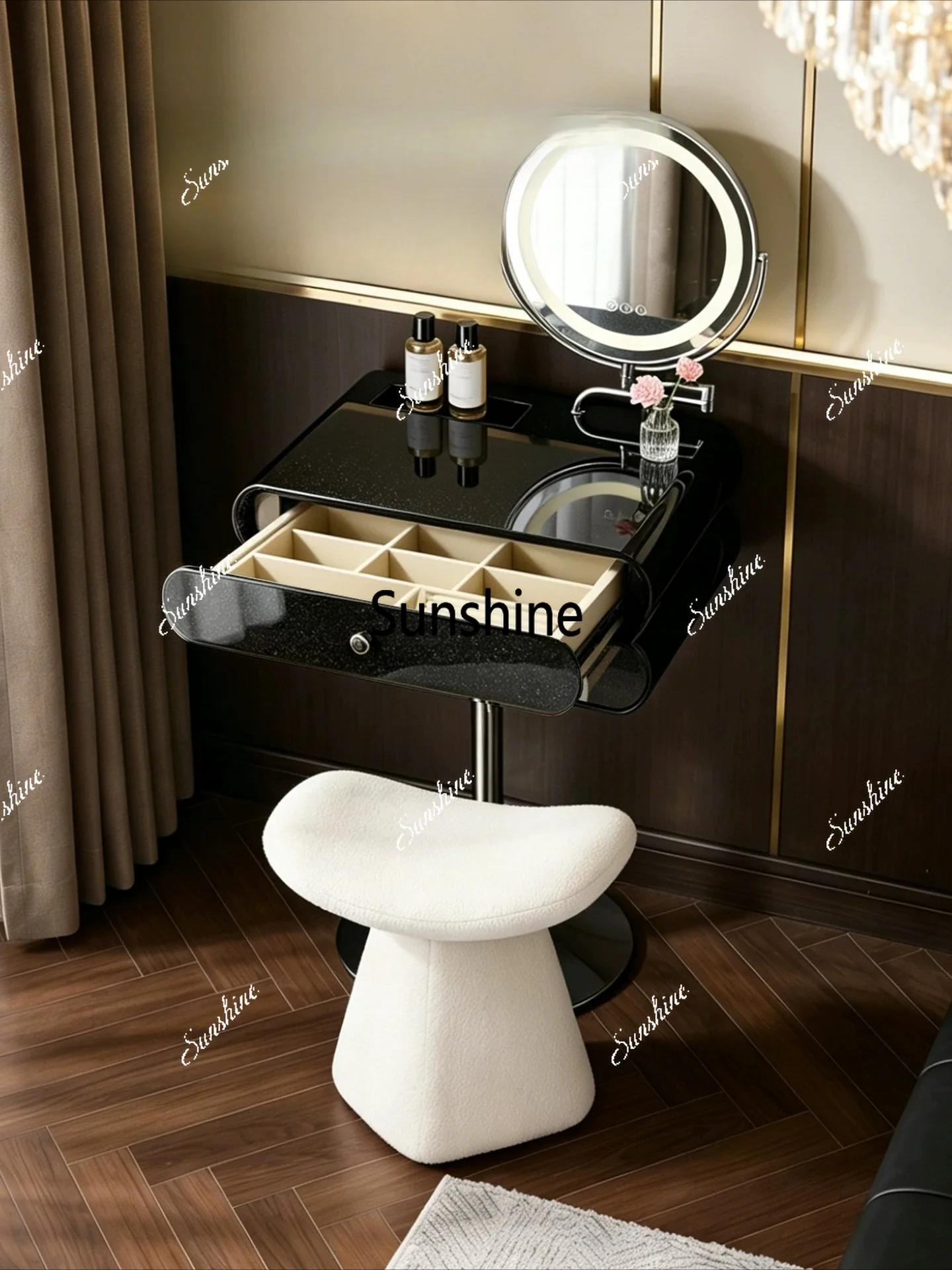 Italian master bedroom mini cream style storage makeup table