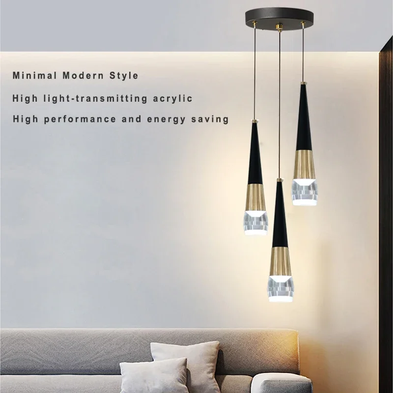 Lamp Modern Kitchen Island LED Pendant Light, Black Gold Mini Pendant Lamp, Bedroom Bedside Table Living Room Black Small Pend