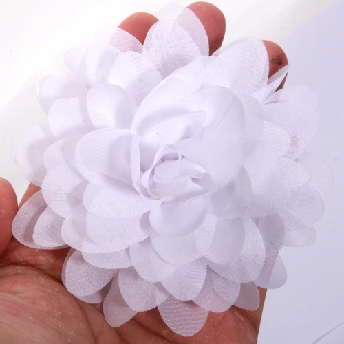 Imagen 2 del producto 10 Uds. De flores de tela de gasa de 10cm para niñas, accesorios para el cabello, diademas, vestido de invitación de boda, decoración de sombrero sin Clip