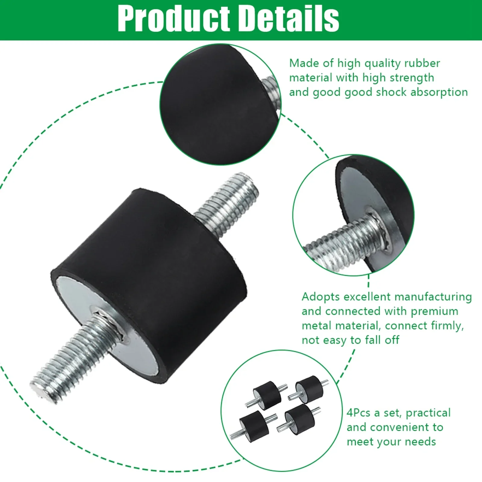 Air Compressor Pump Anti Vibration Rubber Mount Shock Damper M10 40*30 Rubber Mount Damper Threaded Damper Shocks Struts Damper