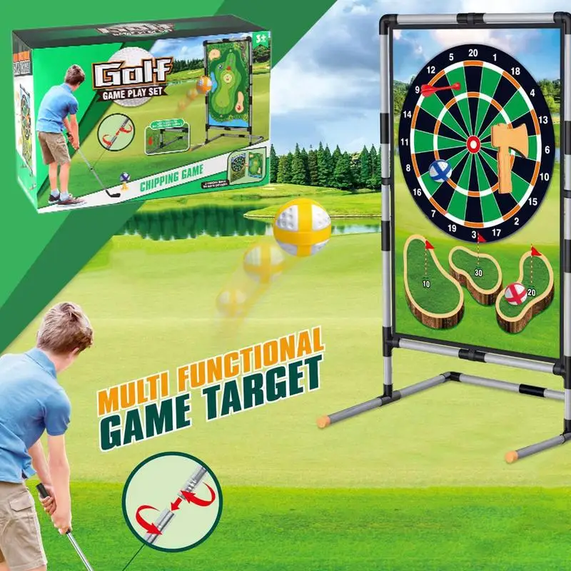 Sticky Golf Double Sided Golf Mat Golf Chipping Game 2-in-1 Dart Practice Mats Indoor Outdoor Games Golf Game Set For Children