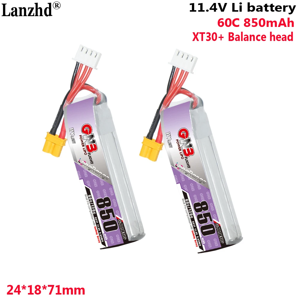 

850mAh 3S1P 11.4V 60C For HV model aircraft drone FPV lithium battery RC Toy car remote control toy car battery