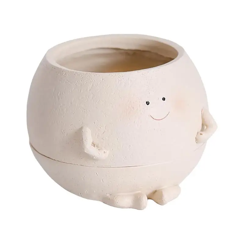 

Cute Head Design Succulent Flower Pots Self Watering Planter Cartoon Flower Pot With Hands And Feet, Decorative For Home Garden