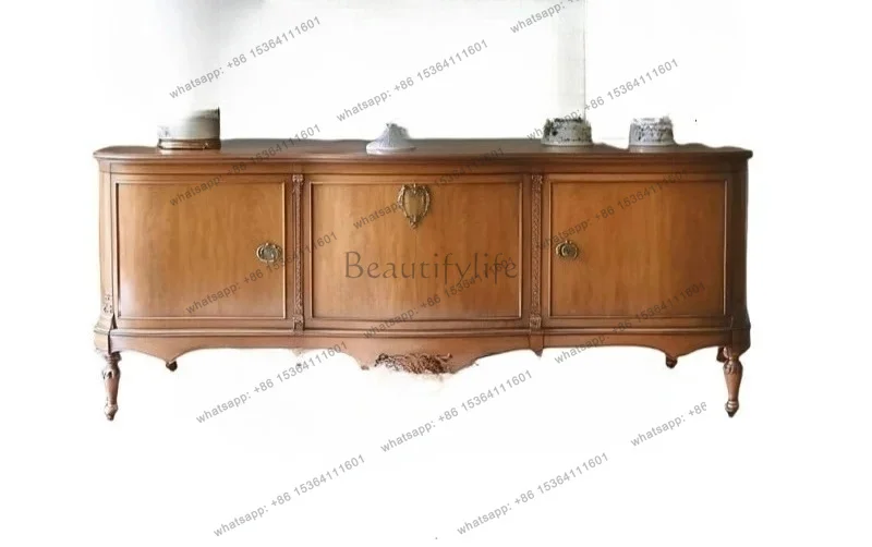 YJ American retro yellow solid wood TV cabinet high-end living room hotel model room homestay decoration cabinet can be customiz