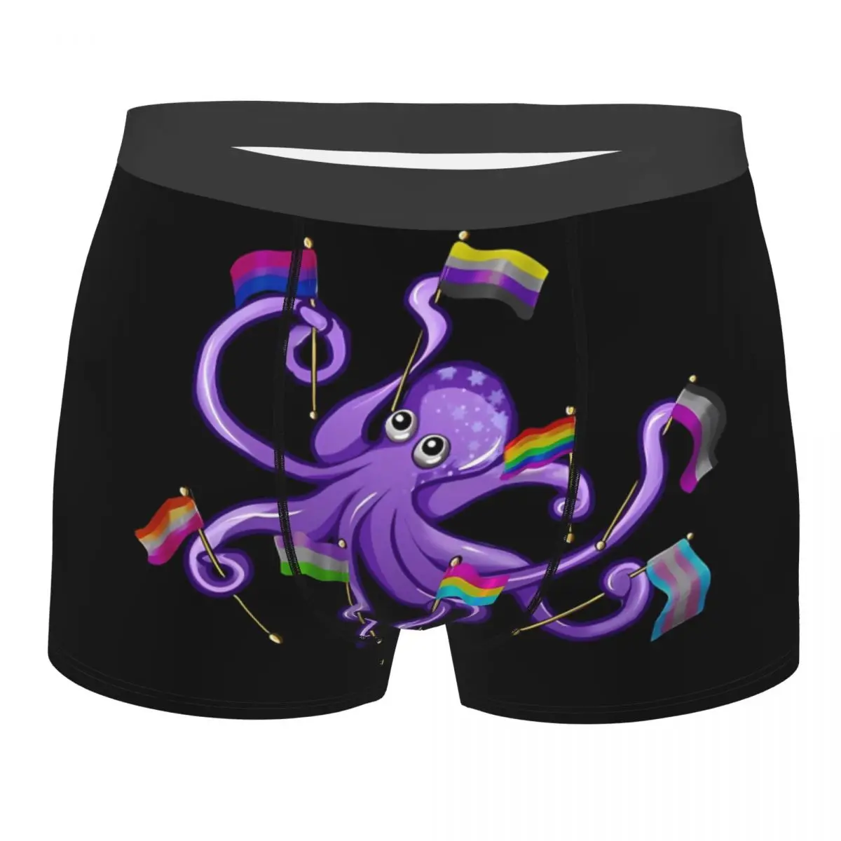 Octopus Holding Man's Boxer Briefs Pride Flag Breathable Funny Underwear High Quality Print Shorts Gift Idea